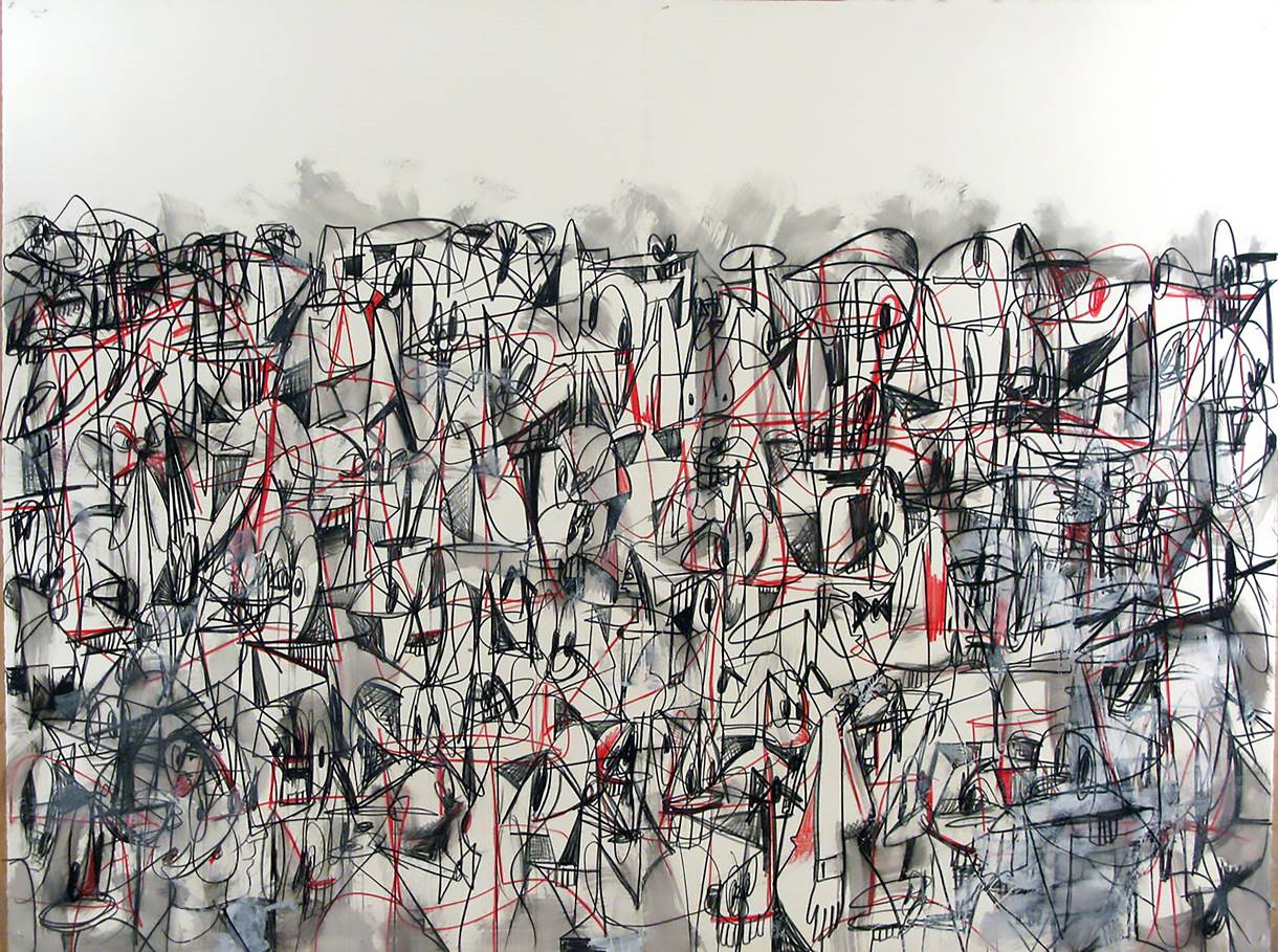 George Condo, Red and Black Compression, 2011