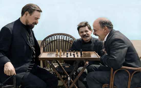 Vladimir Lenin plays chess with Alexander Bogdanov, 1908